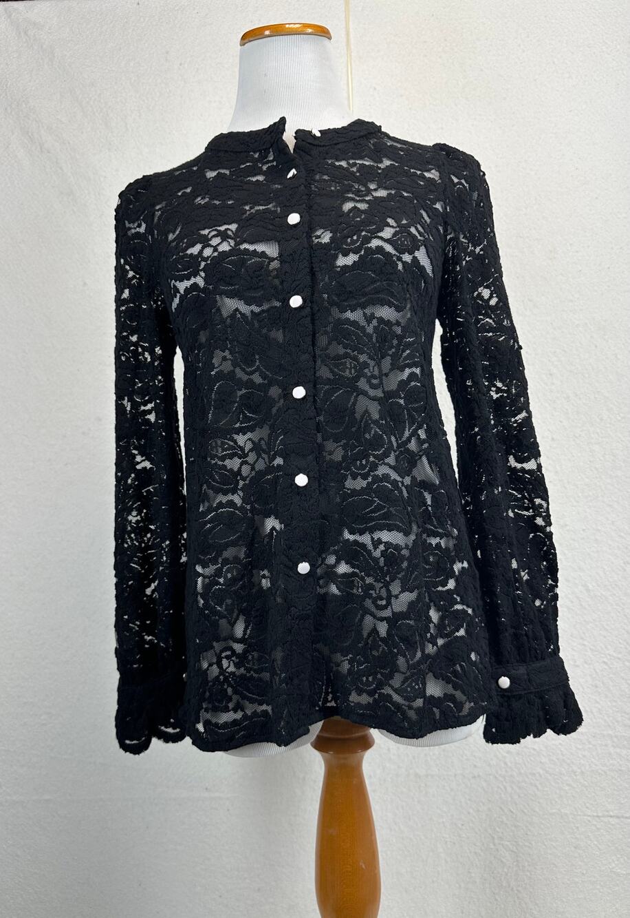 Pretty Garden Black Lace Button Down Size S Whimsigoth Witchy Boudoir NWT